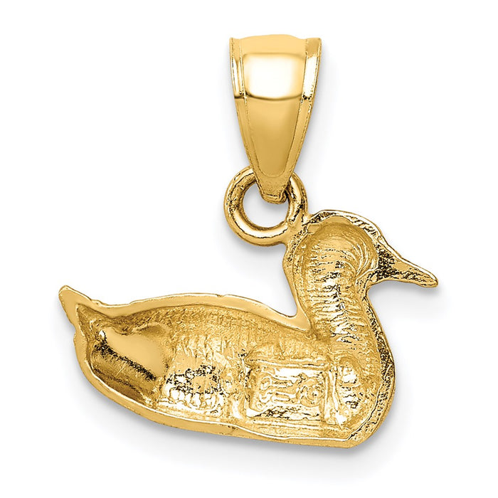 Million Charms 14K Yellow Gold Themed Diamond-Cut Duck Pendant