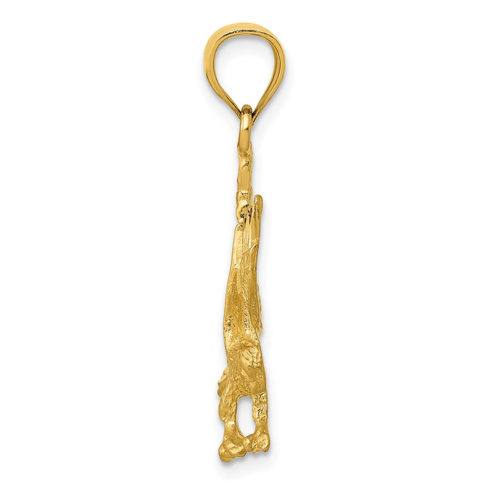 Million Charms 14K Yellow Gold Themed Satin Diamond-Cut Eagle Pendant