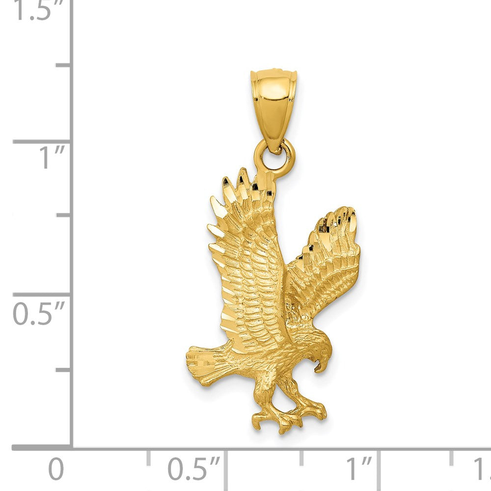 Million Charms 14K Yellow Gold Themed Satin Diamond-Cut Eagle Pendant