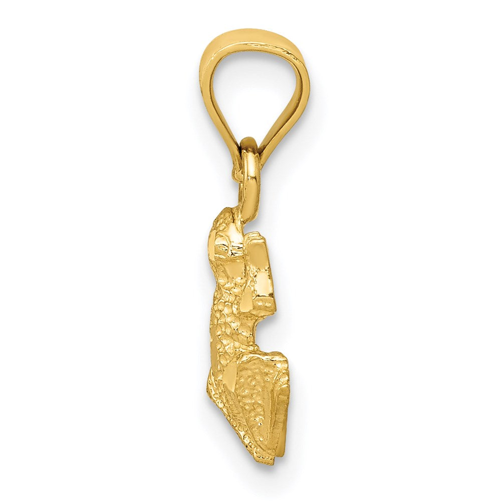 Million Charms 14K Yellow Gold Themed Diamond-Cut Frog Pendant