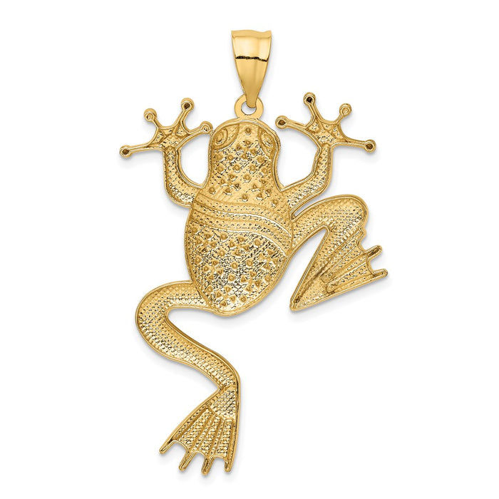 Million Charms 14K Yellow Gold Themed With Rhodium-plated Diamond-Cut Frog Pendant