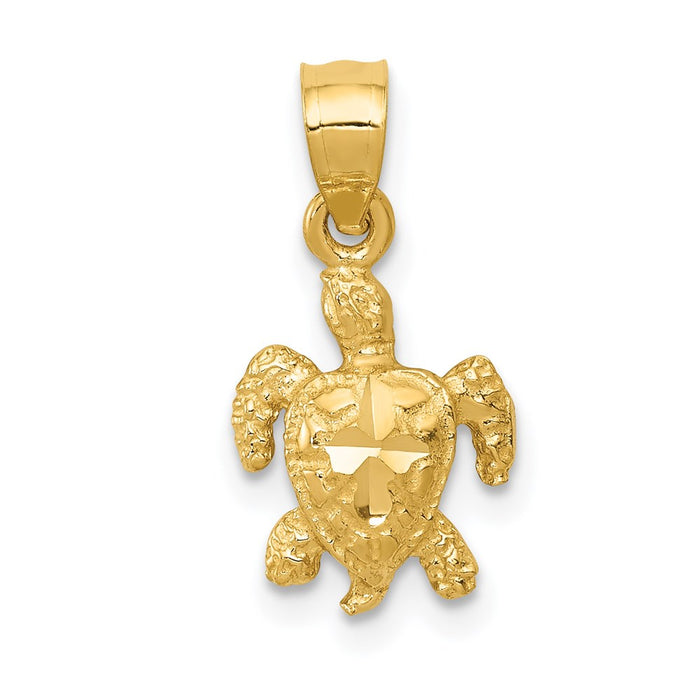 Million Charms 14K Yellow Gold Themed Turtle Pendant