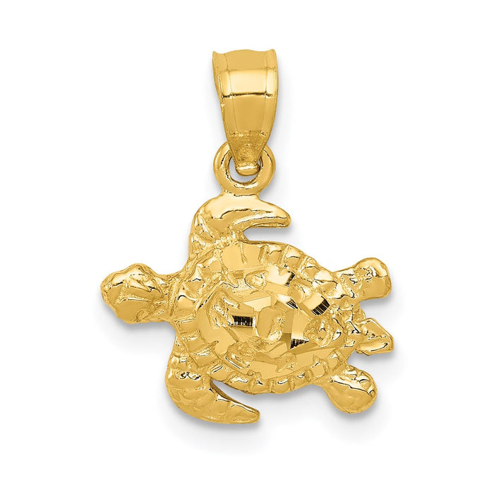 Million Charms 14K Yellow Gold Themed Turtle Pendant