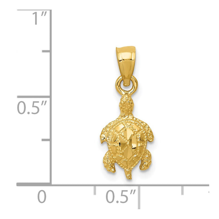 Million Charms 14K Yellow Gold Themed Turtle Pendant