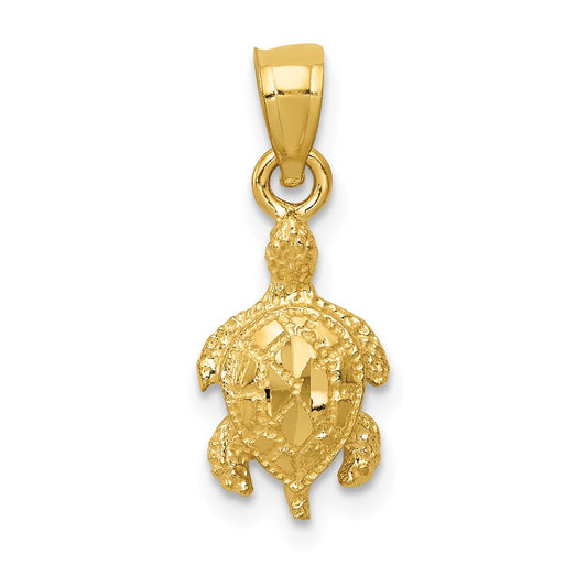 Million Charms 14K Yellow Gold Themed Turtle Pendant