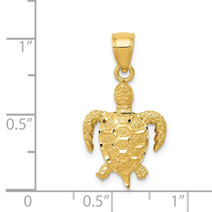 Million Charms 14K Yellow Gold Themed Turtle Pendant
