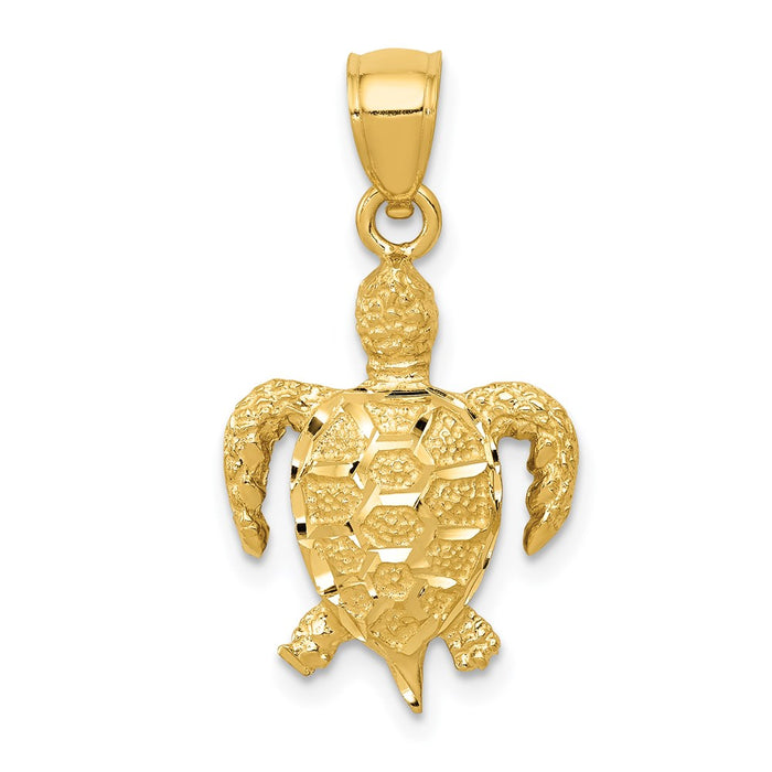 Million Charms 14K Yellow Gold Themed Turtle Pendant