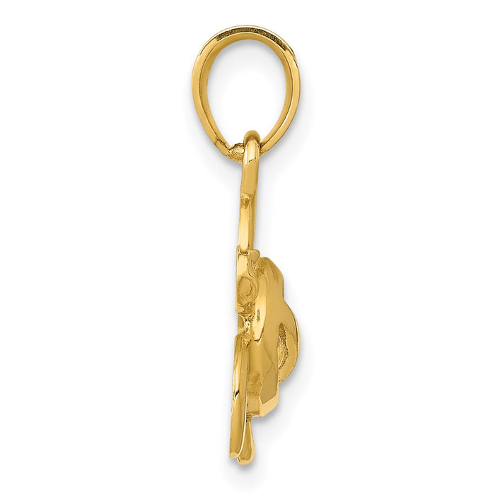 Million Charms 14K Yellow Gold Themed Open Turtle Pendant