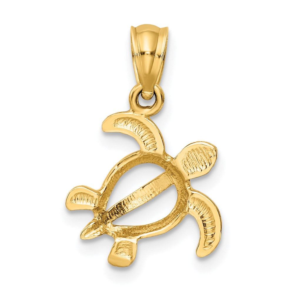 Million Charms 14K Yellow Gold Themed Open Turtle Pendant