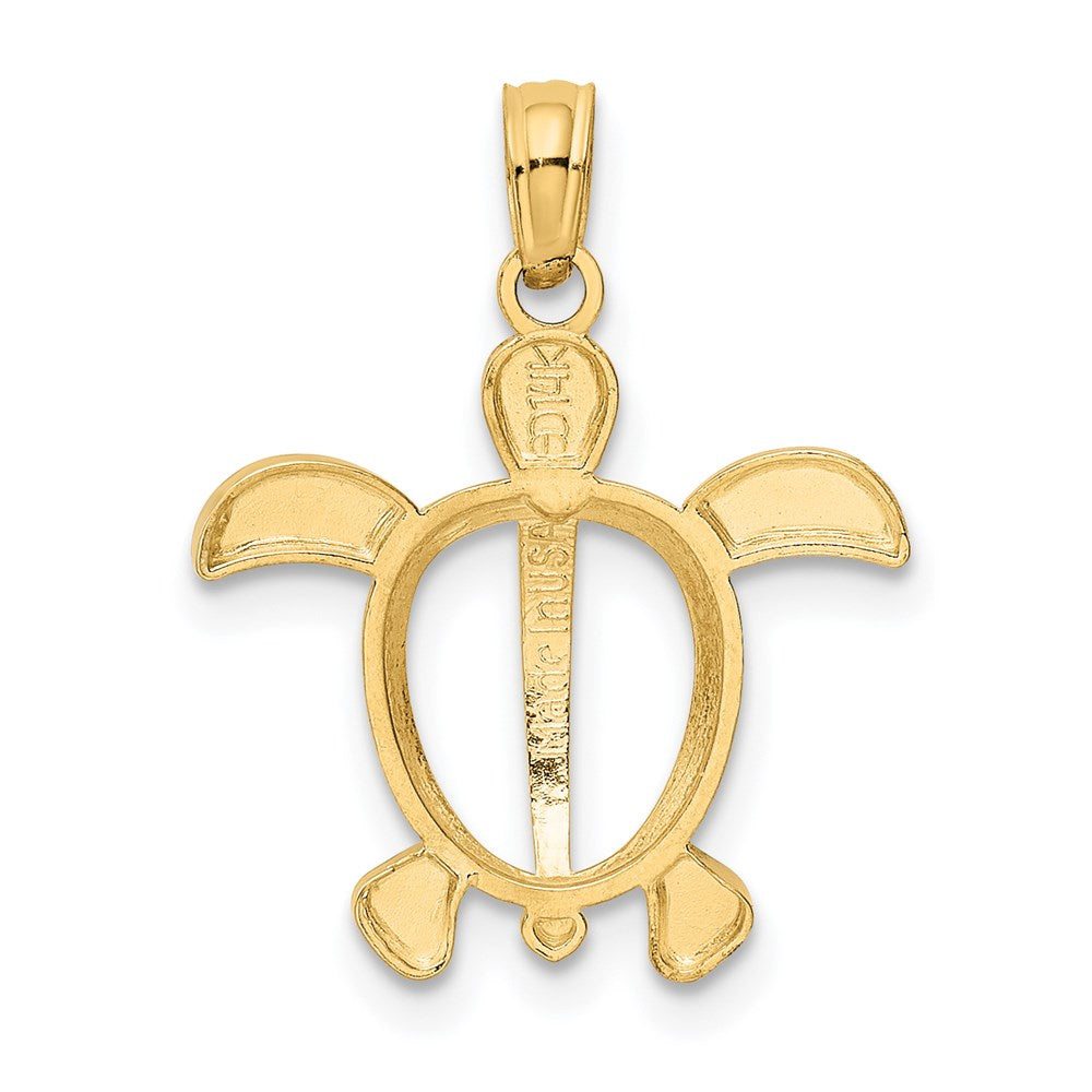 Million Charms 14K Yellow Gold Themed, Rhodium-plated Sea Turtle Pendant