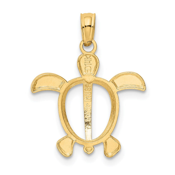 Million Charms 14K Yellow Gold Themed, Rhodium-plated Sea Turtle Pendant