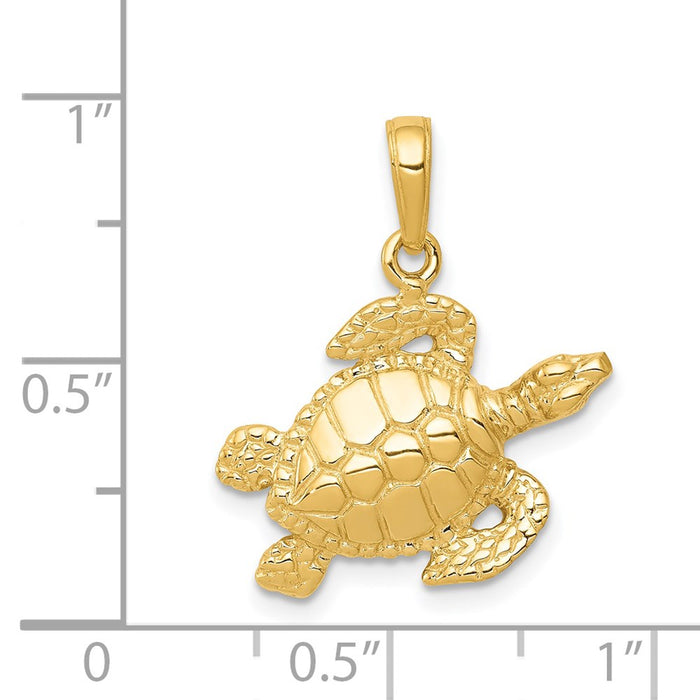 Million Charms 14K Yellow Gold Themed Sea Turtle Pendant