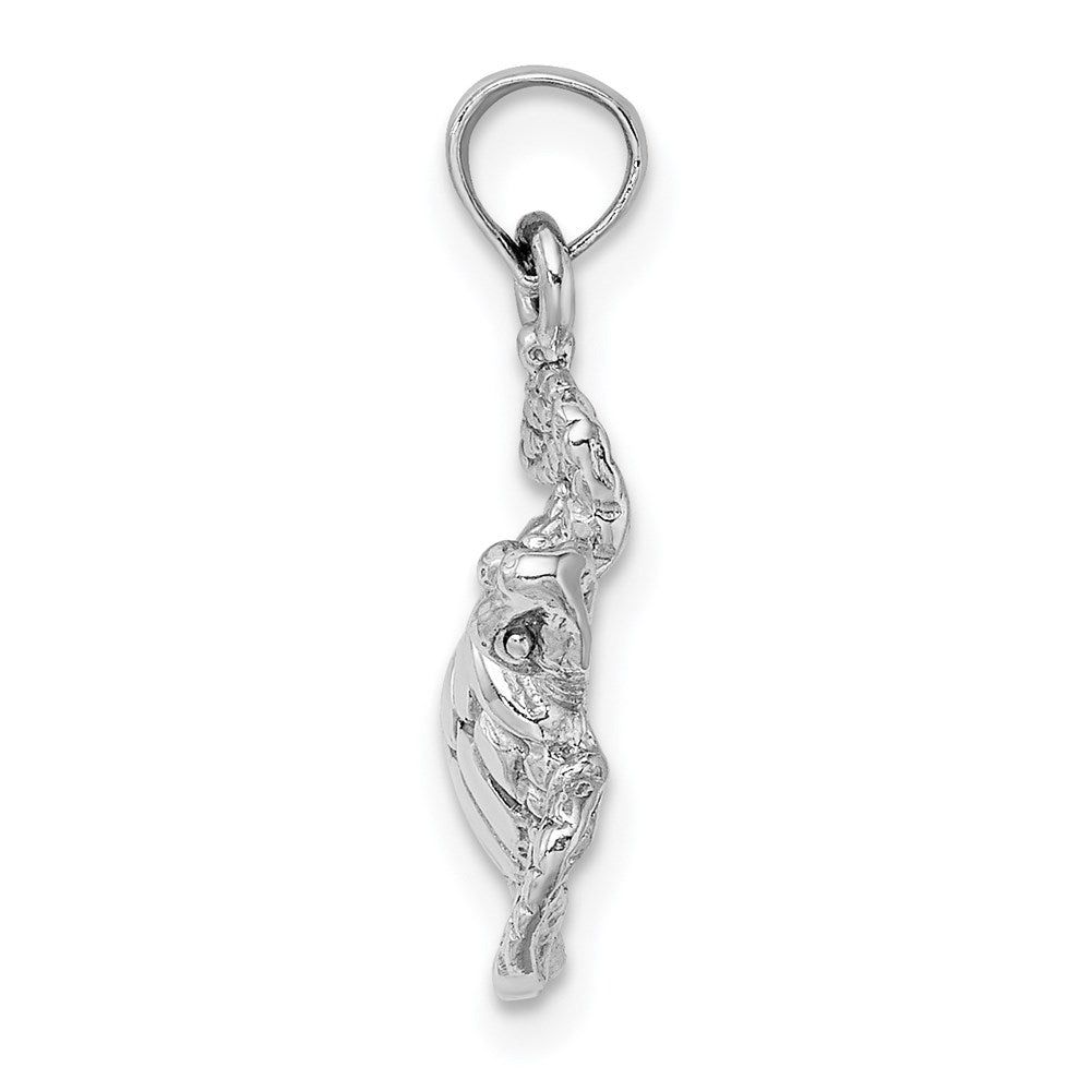 Million Charms 14K White Gold Themed Textured Sea Turtle Charm