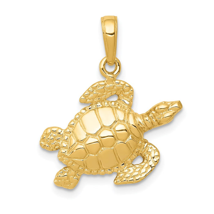 Million Charms 14K Yellow Gold Themed Sea Turtle Pendant