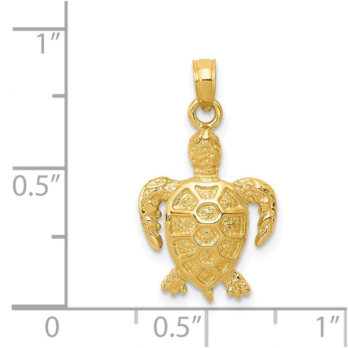 Million Charms 14K Yellow Gold Themed Sea Turtle Pendant