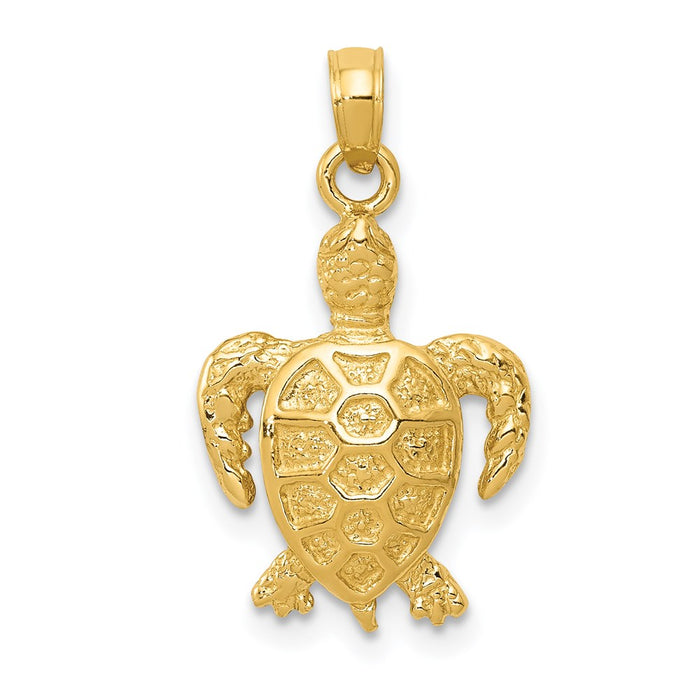 Million Charms 14K Yellow Gold Themed Sea Turtle Pendant