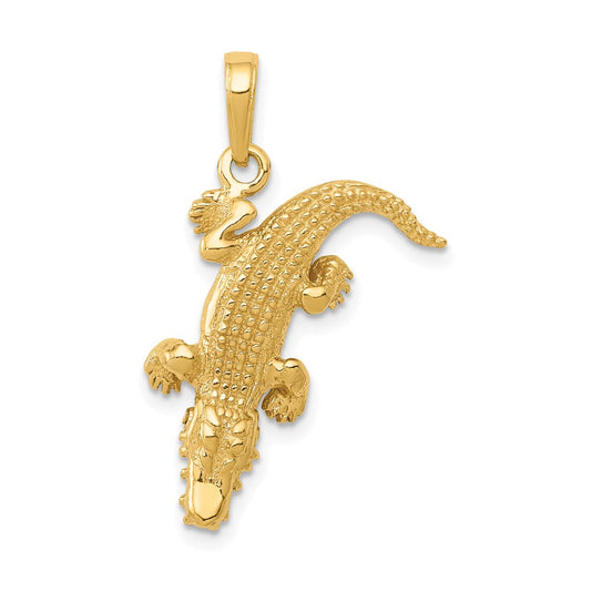 Million Charms 14K Yellow Gold Themed Moveable Alligator Pendant