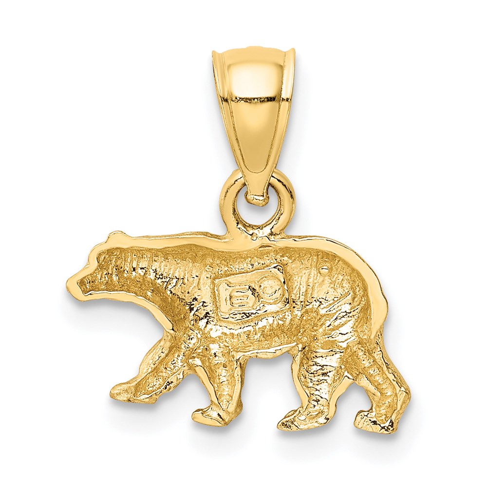 Million Charms 14K Yellow Gold Themed Diamond-Cut Bear Pendant