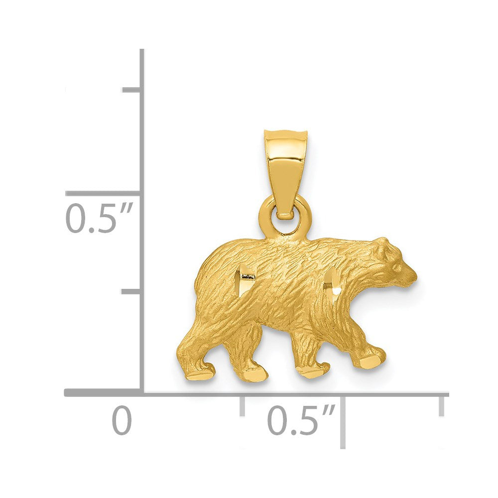 Million Charms 14K Yellow Gold Themed Diamond-Cut Bear Pendant