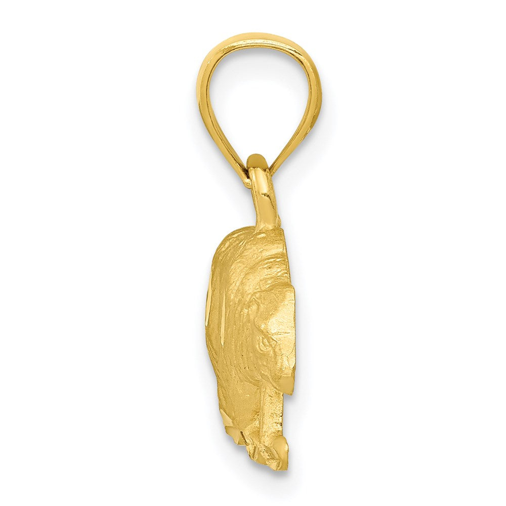 Million Charms 14K Yellow Gold Themed Diamond-Cut Bear Pendant