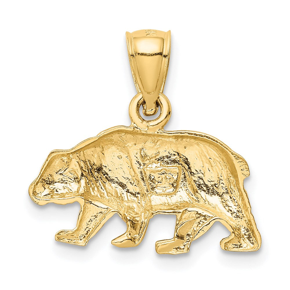 Million Charms 14K Yellow Gold Themed Diamond-Cut Bear Pendant