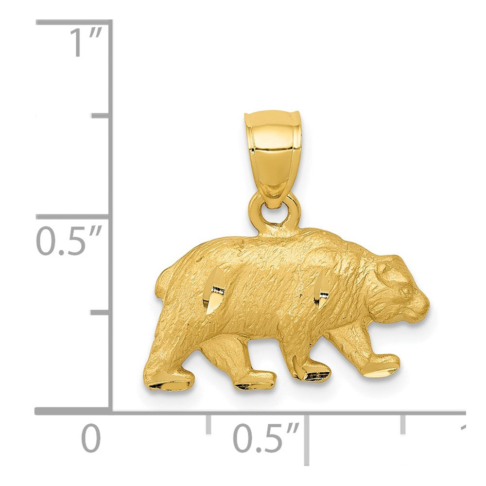 Million Charms 14K Yellow Gold Themed Diamond-Cut Bear Pendant