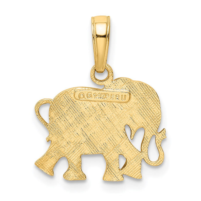 Million Charms 14K Yellow Gold Themed Textured Elephant Pendant