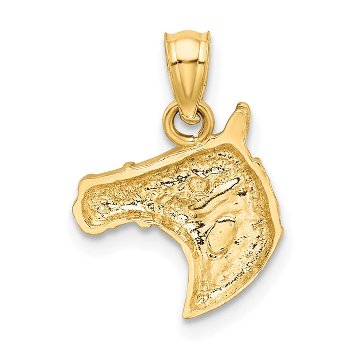 Million Charms 14K Yellow Gold Themed Diamond-Cut Horse Pendant