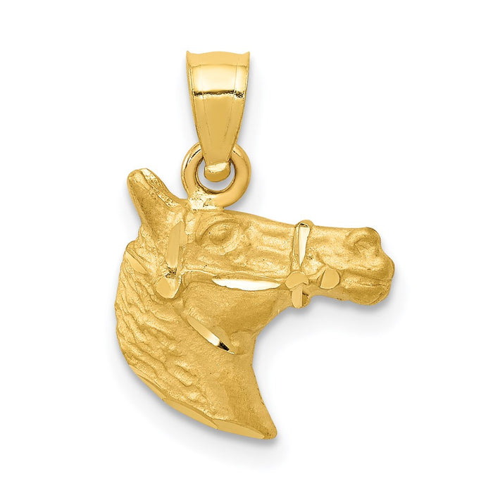 Million Charms 14K Yellow Gold Themed Diamond-Cut Horse Pendant