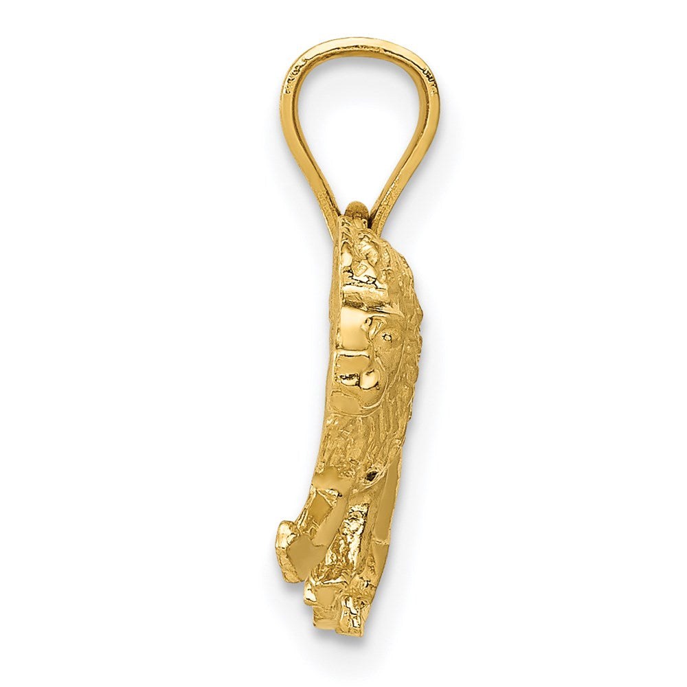 Million Charms 14K Yellow Gold Themed Diamond-Cut Lion Pendant