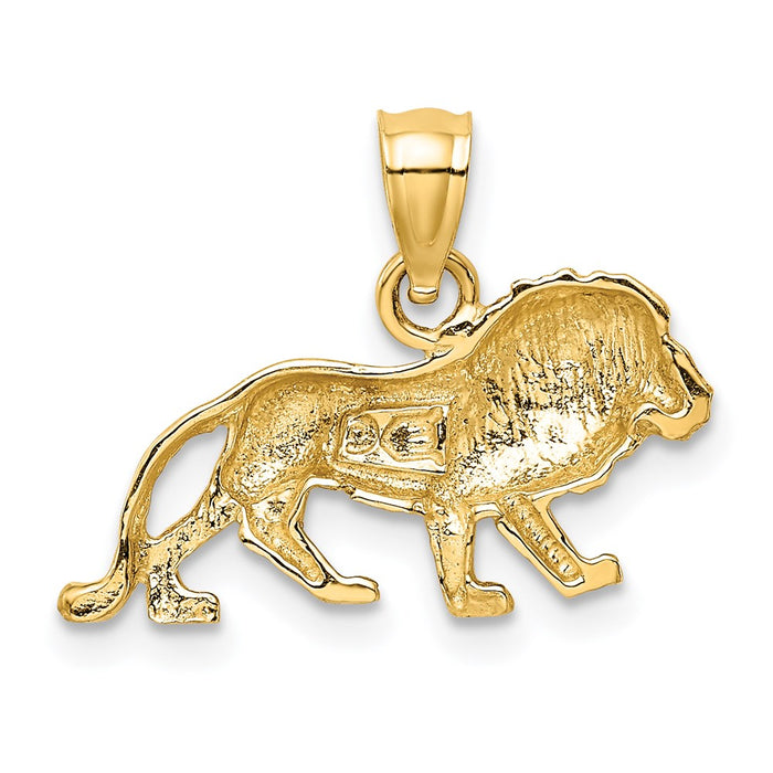 Million Charms 14K Yellow Gold Themed Diamond-Cut Lion Pendant