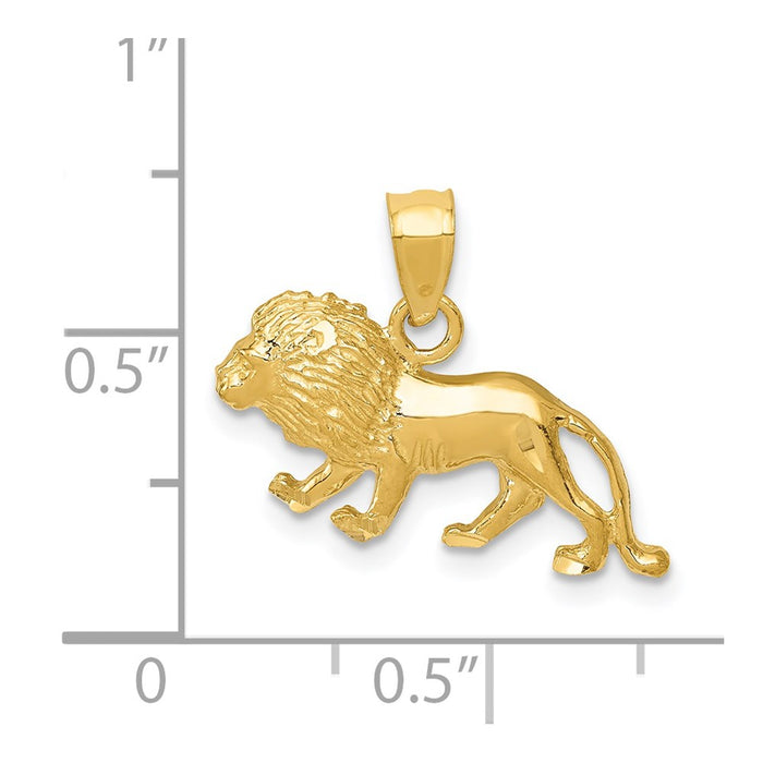 Million Charms 14K Yellow Gold Themed Diamond-Cut Lion Pendant