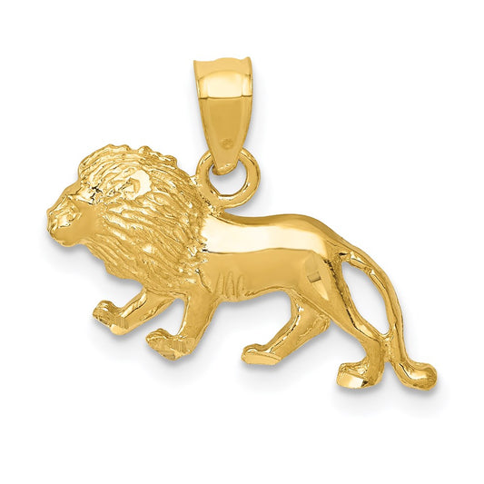 Million Charms 14K Yellow Gold Themed Diamond-Cut Lion Pendant