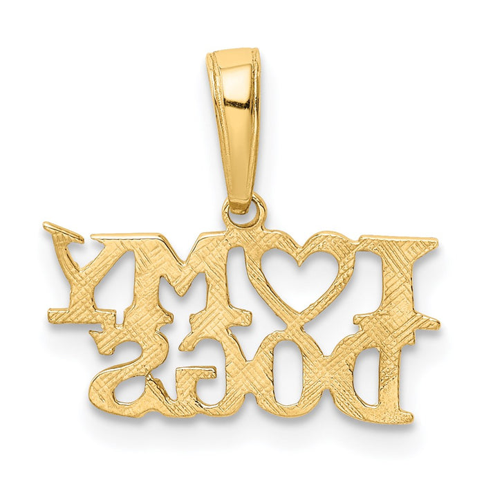 Million Charms 14K Yellow Gold Themed I Heart My Dogs Pendant