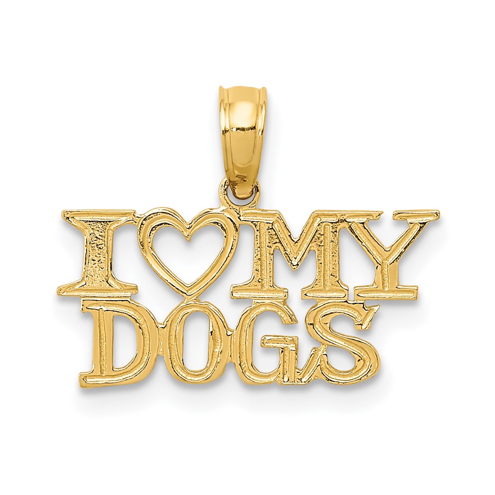 Million Charms 14K Yellow Gold Themed I Heart My Dogs Pendant