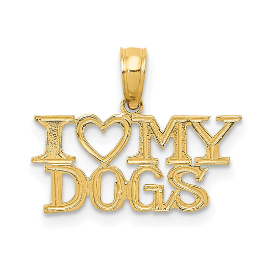 Million Charms 14K Yellow Gold Themed I Heart My Dogs Pendant