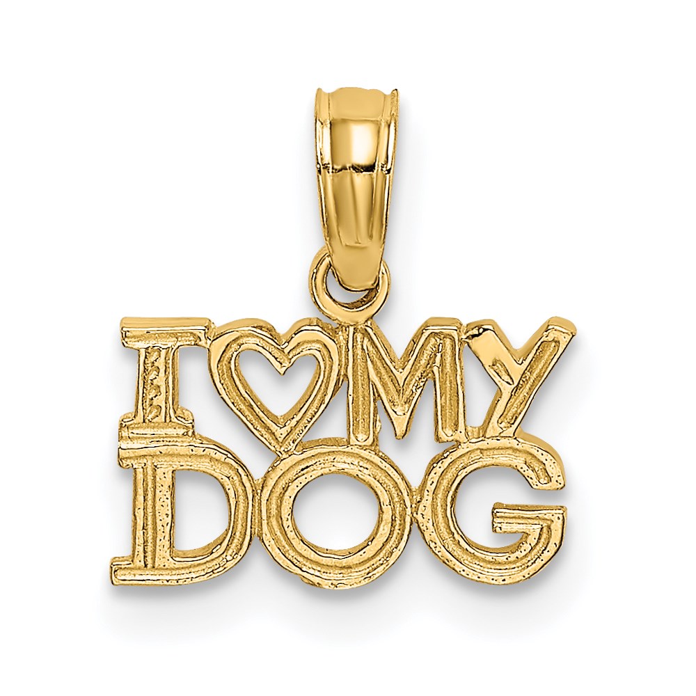 Million Charms 14K Yellow Gold Themed I Heart My Dog Charm