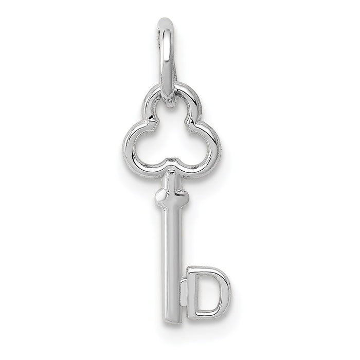 Million Charms 14K White Gold Themed D Key Charm