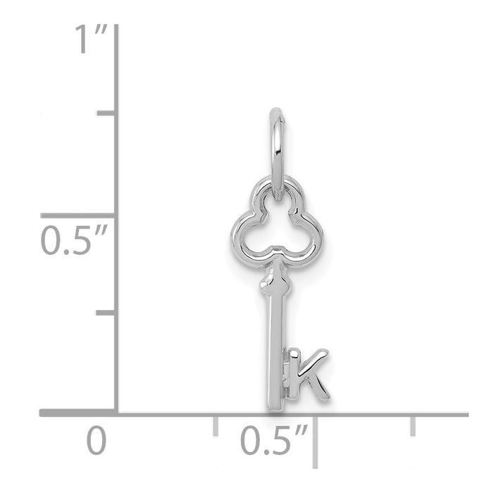 Million Charms 14K White Gold Themed K Key Charm