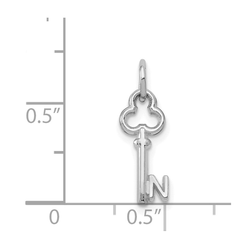 Million Charms 14K White Gold Themed N Key Charm