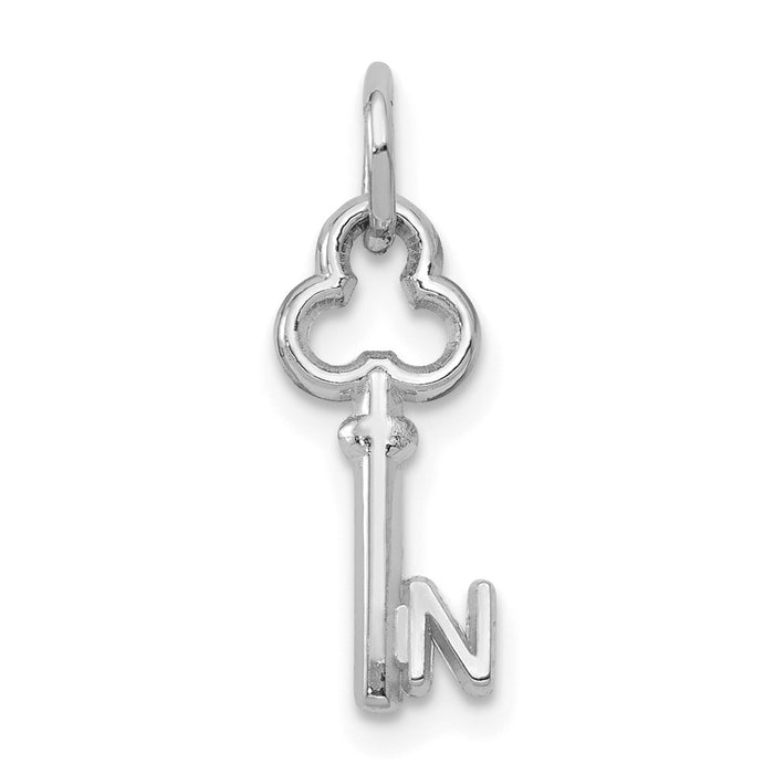 Million Charms 14K White Gold Themed N Key Charm