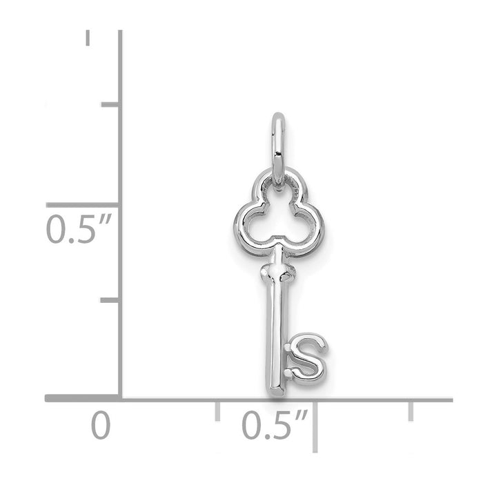 Million Charms 14K White Gold Themed S Key Charm