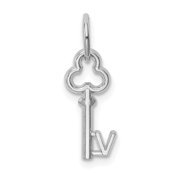 Million Charms 14K White Gold Themed V Key Charm