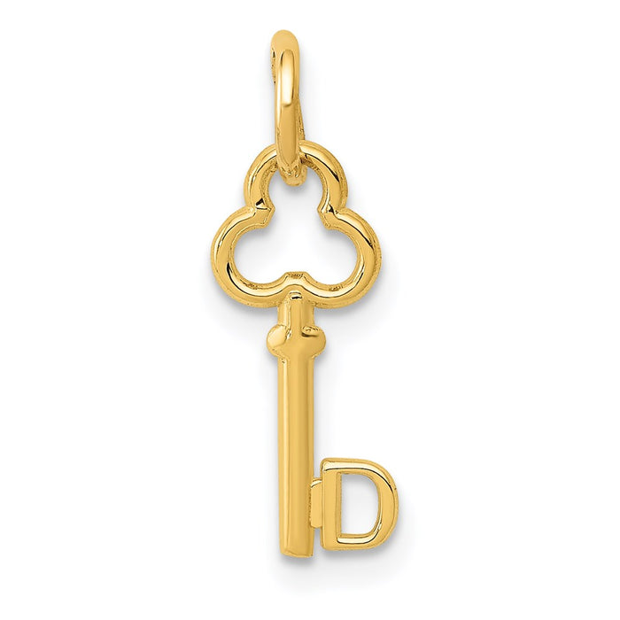 Million Charms 14K Yellow Gold Themed D Key Charm