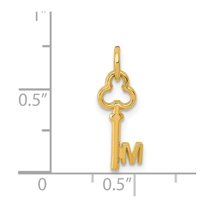 Million Charms 14K Yellow Gold Themed M Key Charm