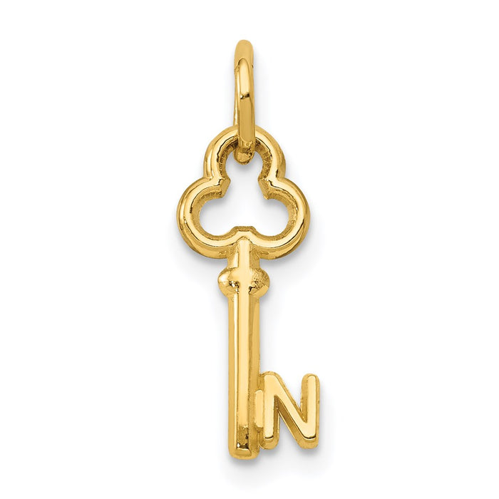 Million Charms 14K Yellow Gold Themed N Key Charm