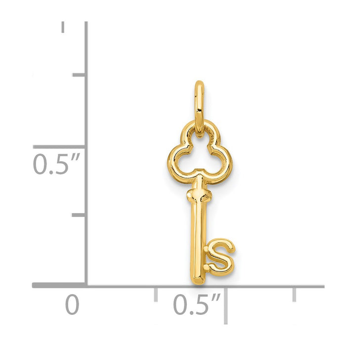 Million Charms 14K Yellow Gold Themed S Key Charm