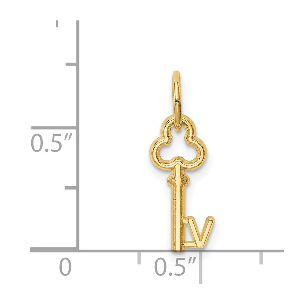 Million Charms 14K Yellow Gold Themed V Key Charm