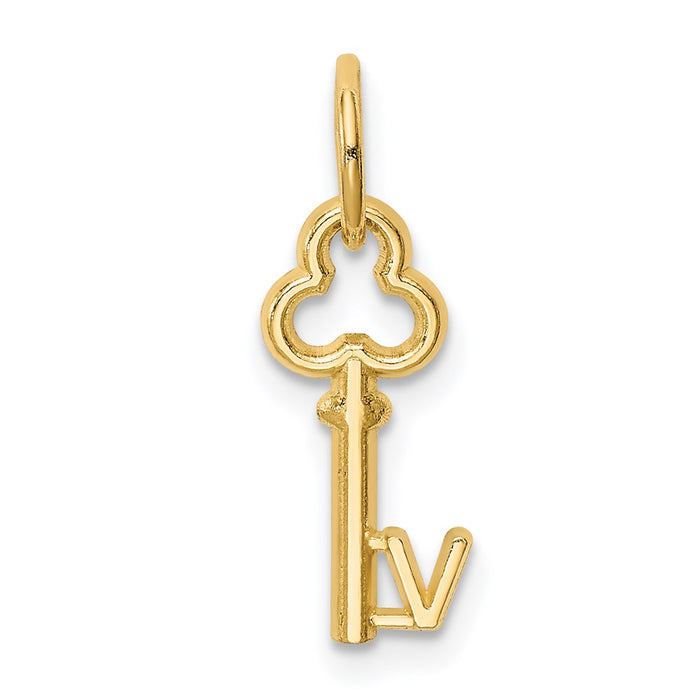 Million Charms 14K Yellow Gold Themed V Key Charm