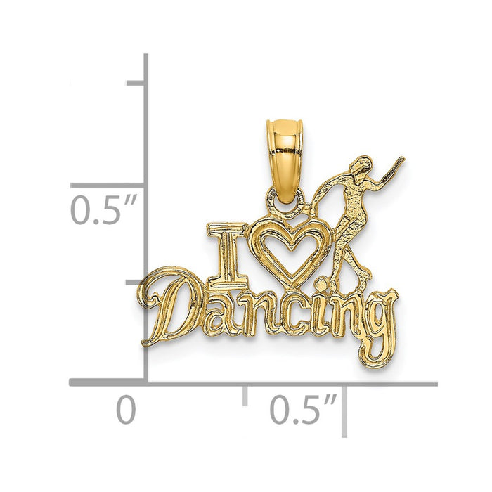 Million Charms 14K Yellow Gold Themed I Heart Dancing With Dancer Charm